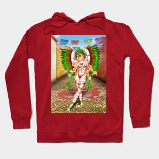 Christmas Quetzalcoatl Tecnica Mask Background Hoodie